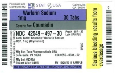 Warfarin Sod 1 mg Label Image - Warfarin Sod 1 mg Label  42549